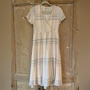 Madewell Linen blend Cotton-Lined Pastel Striped Dress Sz XS (Never Worn)
